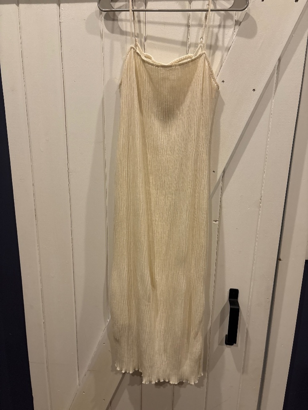 Cream Midi Slip Dress with Delicate Straps